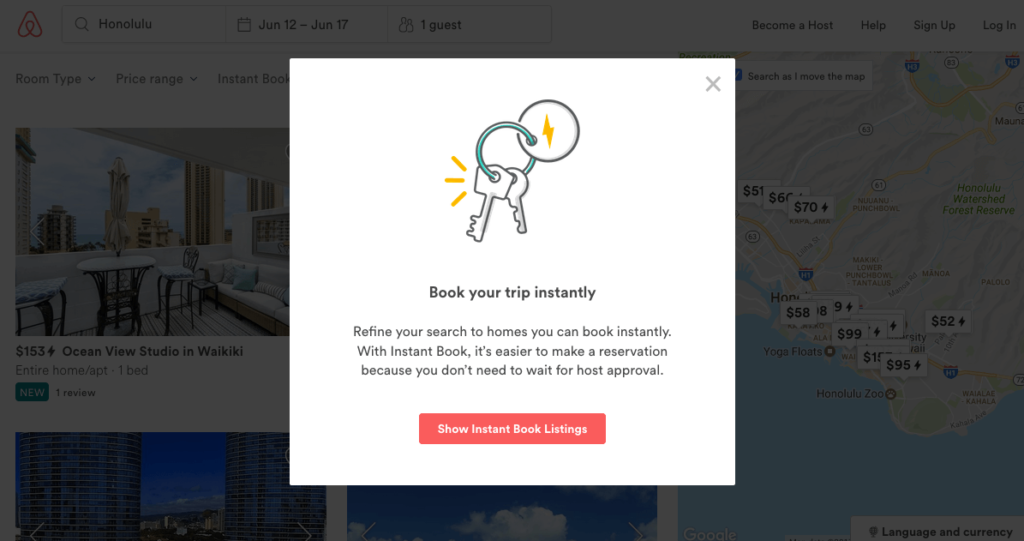 Airbnb insta-book search filter