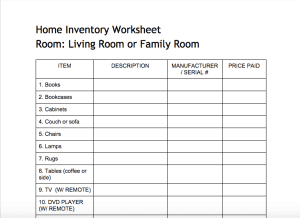 Free home inventory list template