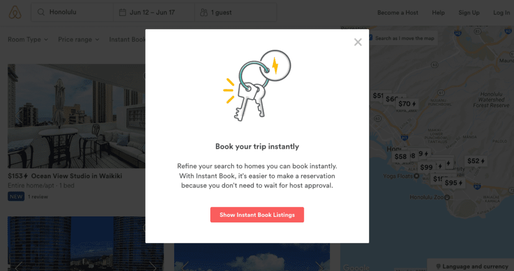 Airbnb insta-book search filter