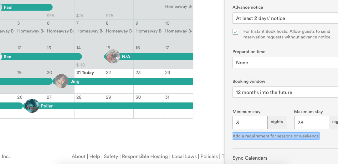 How to have different minimum night settings in Airbnb